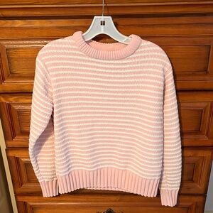 Time and Tru Pink and White Striped Crewneck Sweater